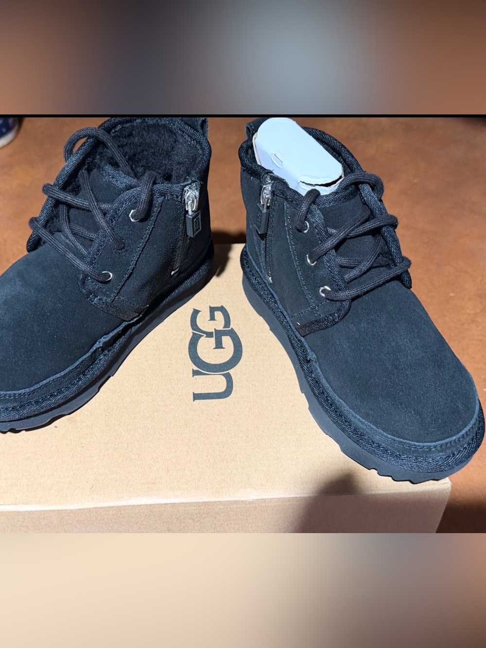 UGG Men's Black Suede Chukka Boots with Side Zipper